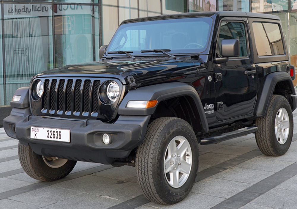JEEP WRANGLER SPORTS أسود 2020 تأجير دبي