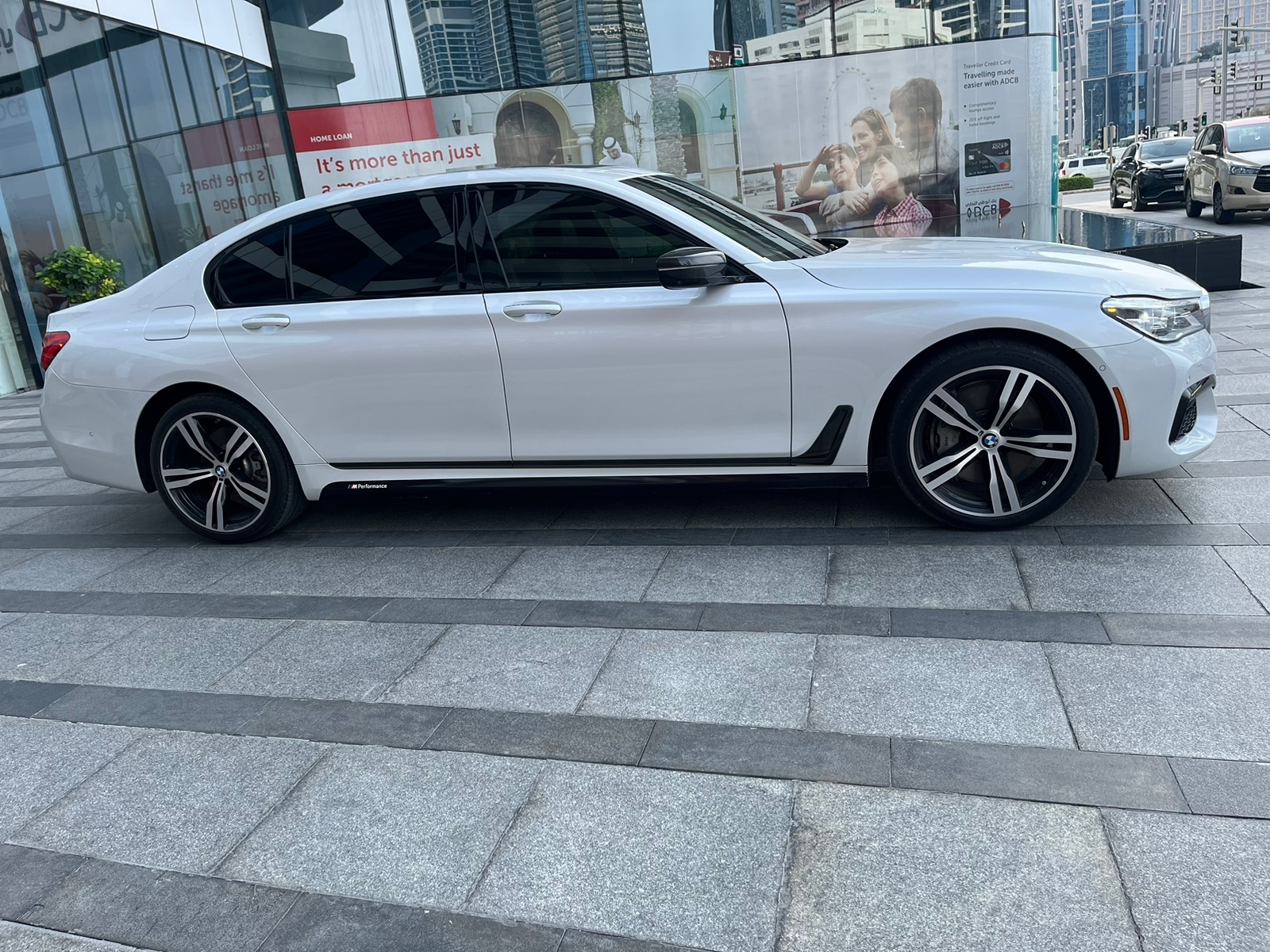 hire BMW 750i WHITE 2019 in dubai